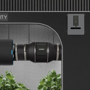 AC Infinity Cloudline S4 fan installed in a grow tent, enhancing air circulation and climate control for plant growth