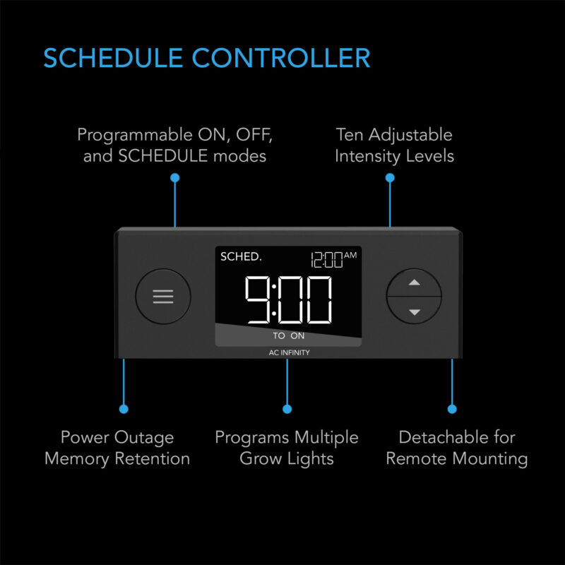 Programmable grow light controller with adjustable intensity and scheduling